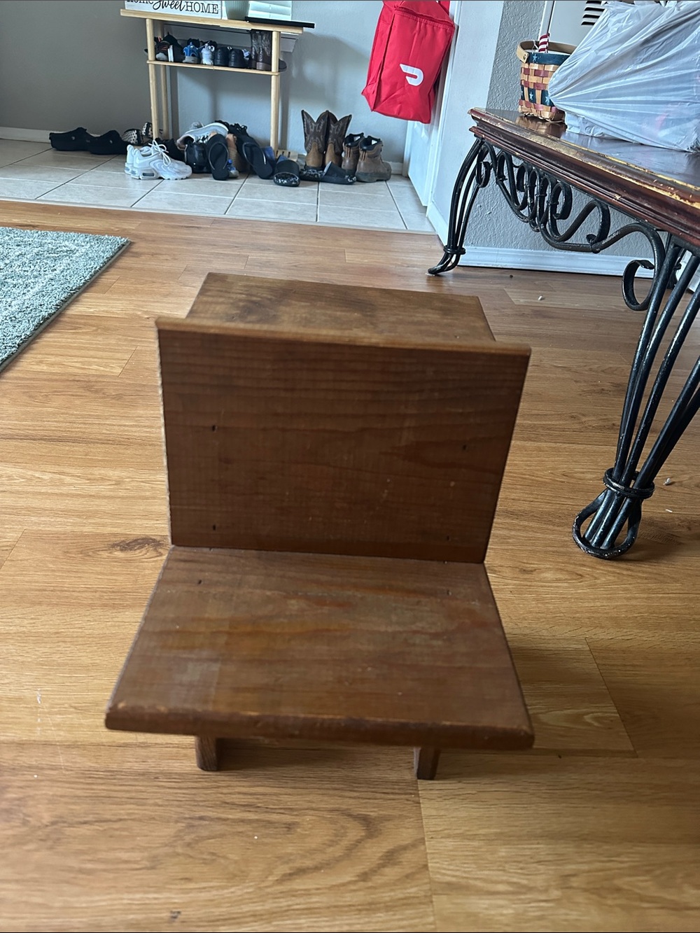 Vintage Style Wooden Child's School Desk with Heart Cutout